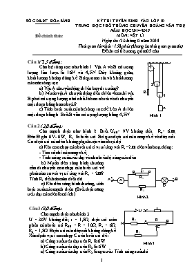Đề thi tuyển sinh vào lớp 10 năm học 2014-2015 trường THPT chuyên Hoàng Văn Thụ - Môn Vật lý